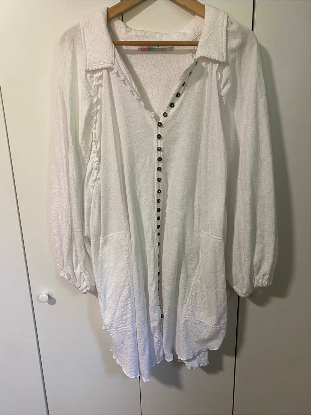 Free People Beach Women's White Button-Front Lightweight Tunic